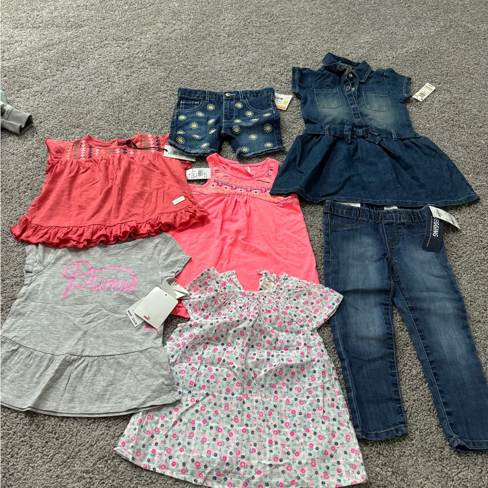 Girls' Clothing Bundle - Denim, Pink, and Gray